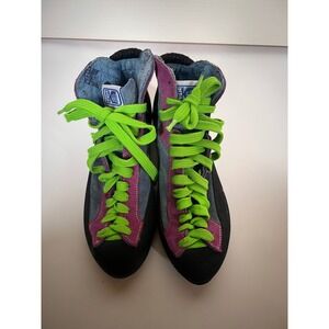 Vintage Kamet Treck & Climb Rock Climbing Shoes Purple Blue Neon Green Size 40.5